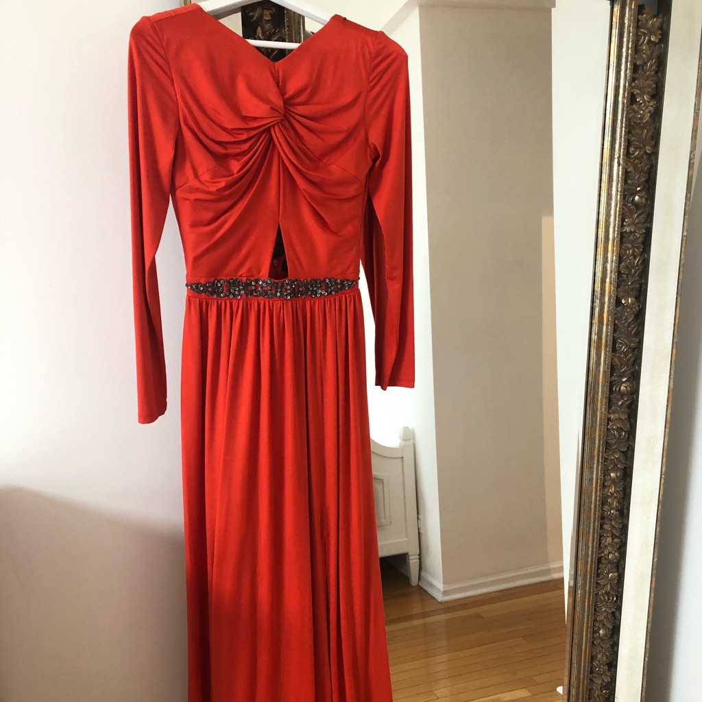 Little Mistress Fire Orange Maxi Dress